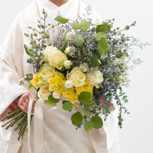 ホワイト&クリーム&パープルのロングクラッチ