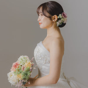 ピンク系ブーケと色味マッチングのヘッドピース(サイズミックス) イメージ
