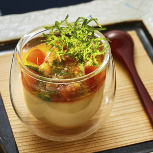 トマトの茶碗蒸し 沖縄チェリートマトのサラダ添え