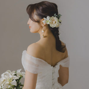 ホワイト系ブーケと色味マッチングのヘッドピース(サイズミックス) イメージ