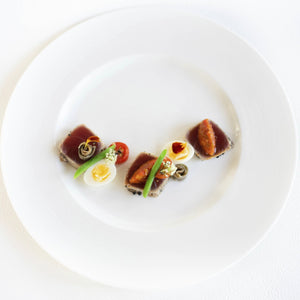 マグロ 鶉の卵 アンチョビ お野菜のコンフィと共に