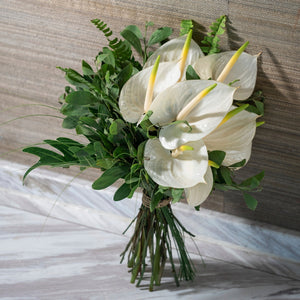 アンスリウムとグリーンのクラッチ