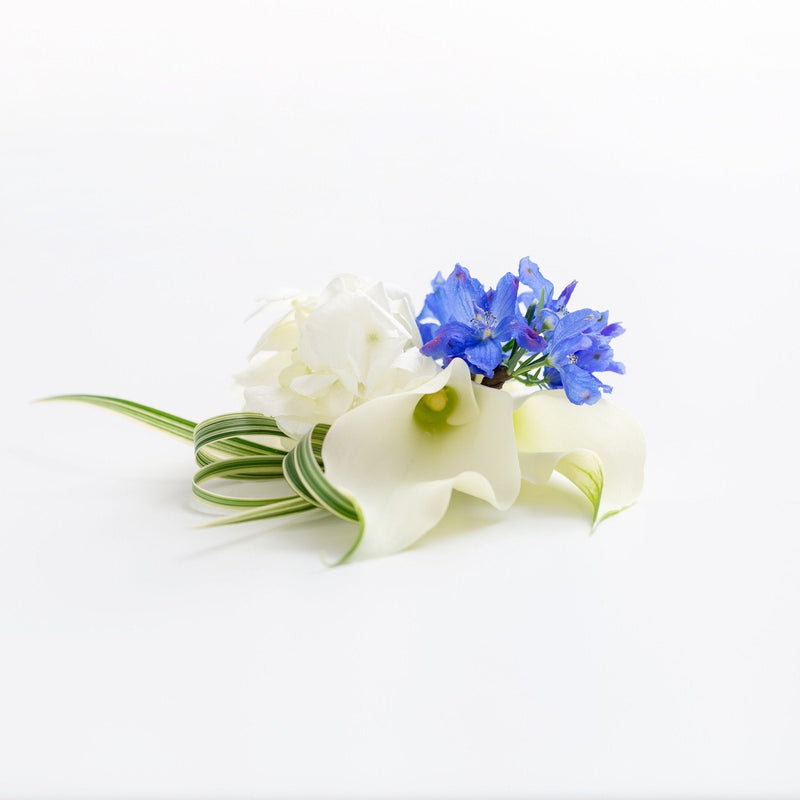 ブーケとお揃いのヘッドピースMIH-36 カサブランカとブルーのキャスケード